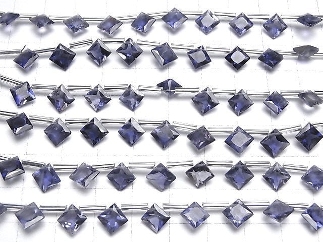 Hochwertiger Iolith AAA Diamant Prinzessschnitt 8 x 8 mm 1 Strang (8 Stk)