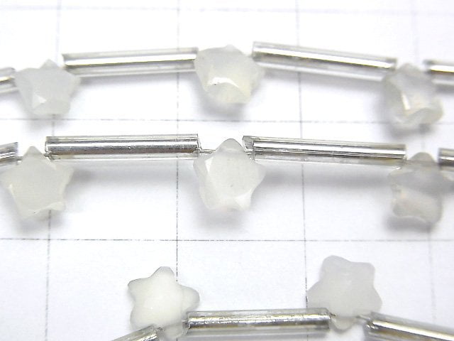 Weißer Mondstein AAA - Facettierter Stern 6 x 6 mm 1strang Perlen (10 Stück)