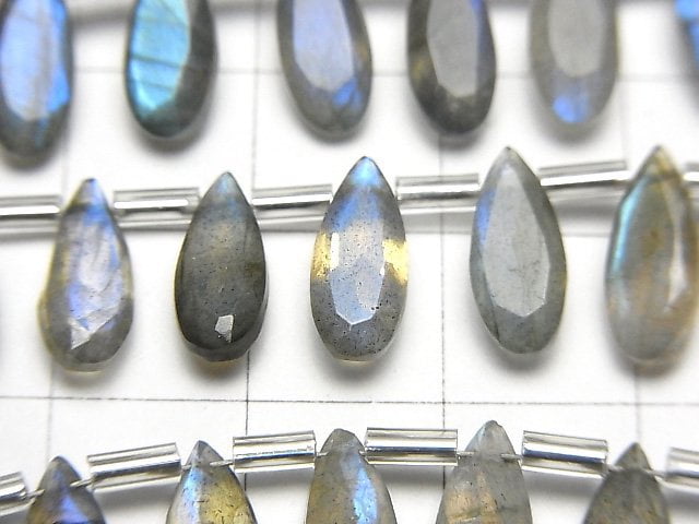 Hochwertiger Labradorit AA++ Birnenform facettierte 12x5mm halb oder 1strang Perlen (18 Stück)