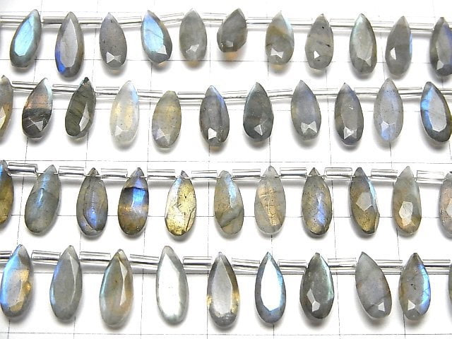 Hochwertiger Labradorit AA++ Birnenform facettierte 12x5mm halb oder 1strang Perlen (18 Stück)