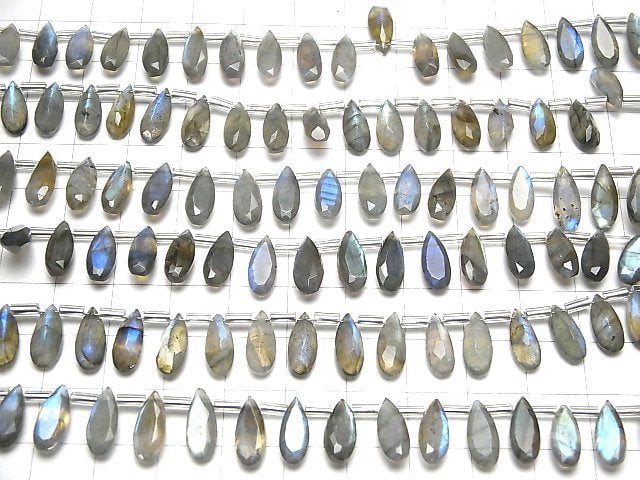 Hochwertiger Labradorit AA++ Birnenform facettierte 12x5mm halb oder 1strang Perlen (18 Stück)