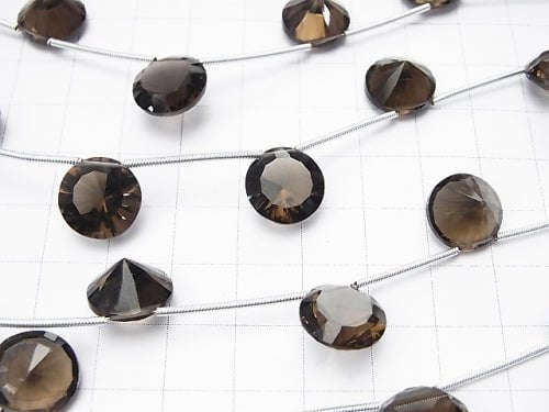 1strand $15.99! High Quality Smoky Quartz AAA Coin Concave Cut 12x12mm 1strand (5pcs )
