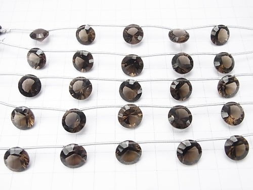 1strand $15.99! High Quality Smoky Quartz AAA Coin Concave Cut 12x12mm 1strand (5pcs )