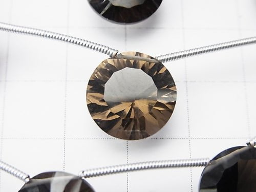 1strand $17.99! High Quality Smoky Quartz AAA Coin Concave Cut 13x13mm 1strand (5pcs )