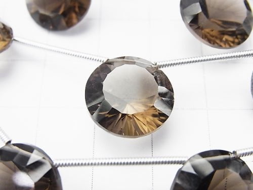 1 Strang 22,99 $! Hochwertiger rauchiger Quarz AAA Münze Concave Cut 14 x 14 mm 1 Strang Perlen (5 Stück)