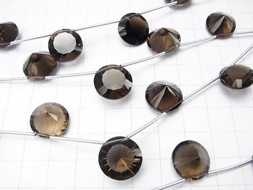 1 Strang 22,99 $! Hochwertiger rauchiger Quarz AAA Münze Concave Cut 14 x 14 mm 1 Strang Perlen (5 Stück)