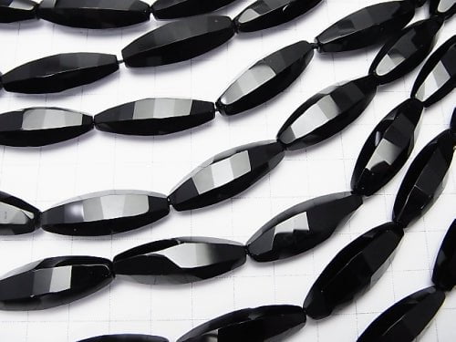 Onyx Rice 6Faceted xMultiple Facets 30x10x10mm half or 1strand beads (aprx.13inch/32cm)