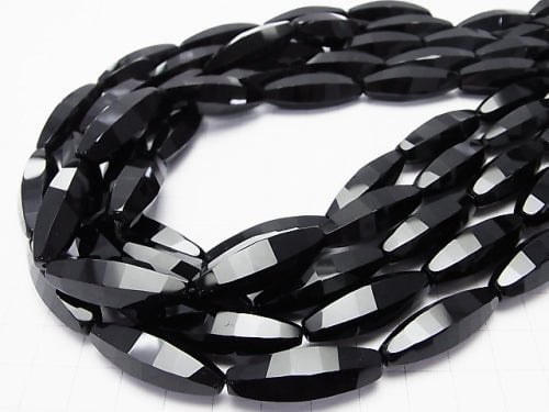 Onyx Rice 6Faceted xMultiple Facets 30x10x10mm half or 1strand beads (aprx.13inch/32cm)