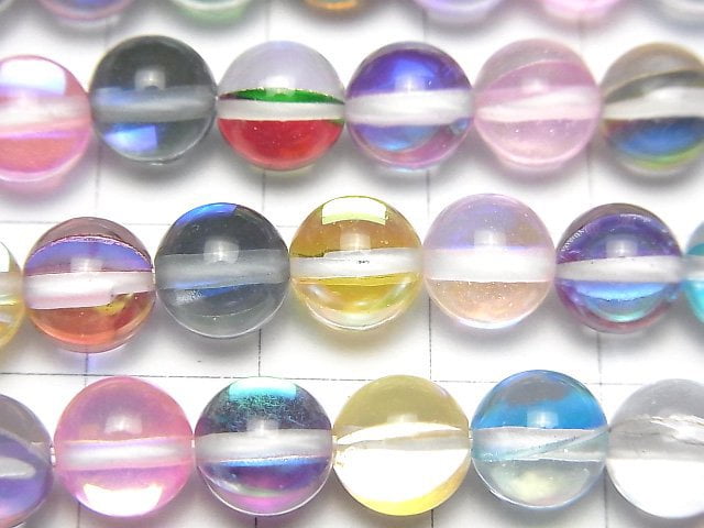 Multicolor Luna Flash Rund 8mm 1 Strang Perlen (ca. 15 Zoll/36 cm)