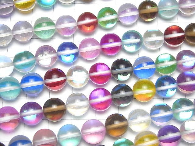 Multicolor Luna Flash Rund 10mm 1 Strang Perlen (ca. 15 Zoll/36 cm)