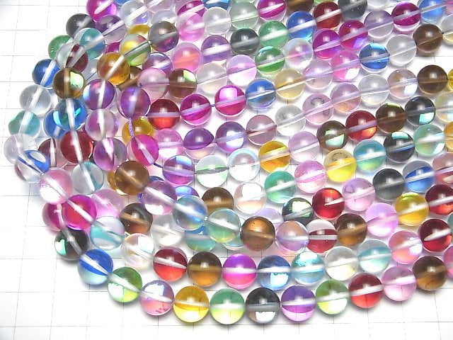 Multicolor Luna Flash Rund 10mm 1 Strang Perlen (ca. 15 Zoll/36 cm)
