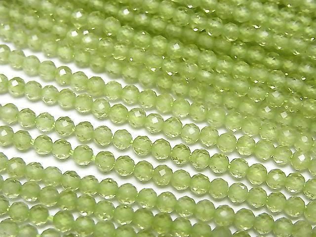 高品質刻面圓形橄欖石 AAA 級 3mm 珠子 (約 15 英吋/36 公分) 高品質!
