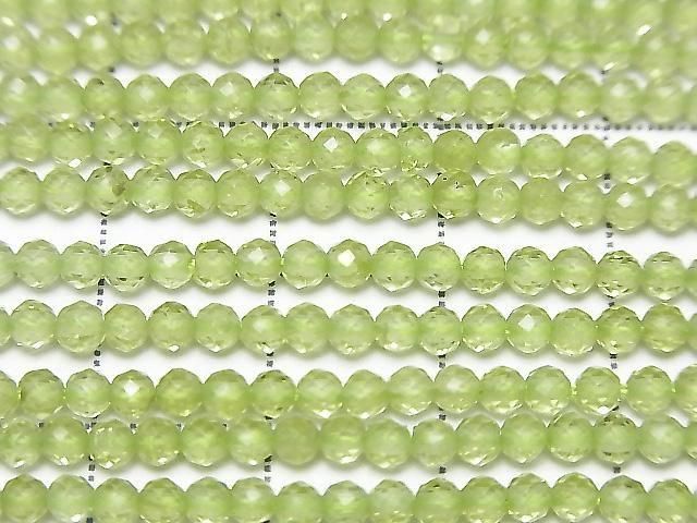 高品質刻面圓形橄欖石 AAA 級 3mm 珠子 (約 15 英吋/36 公分) 高品質!