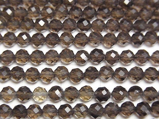 Hochwertig! Rauchquarz AAA 32 facettierte Runde 4mm 1 Strang Perlen (ca. 15 Zoll / 37 cm)
