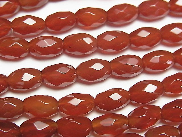 Roter Achat facettierte Reiskorn 9x6x6mm 1 Strang Perlen (ca. 13 Zoll / 33 cm)