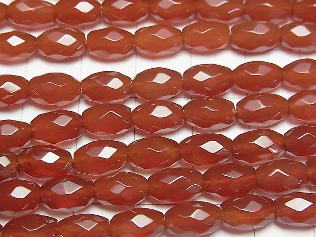 Roter Achat facettierte Reiskorn 9x6x6mm 1 Strang Perlen (ca. 13 Zoll / 33 cm)