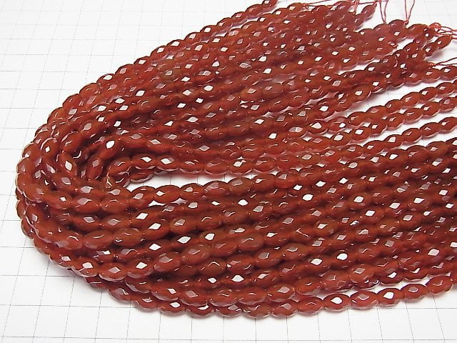 Roter Achat facettierte Reiskorn 9x6x6mm 1 Strang Perlen (ca. 13 Zoll / 33 cm)