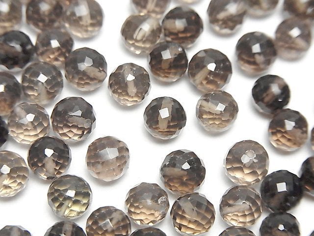 Hochwertiger rauchiger Quarz AAA halb durchbohrte facettierte runde 6mm 5 Stück