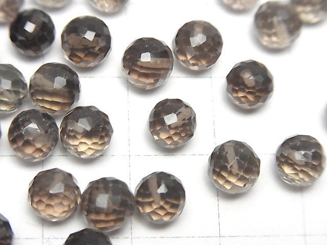 Hochwertiger rauchiger Quarz AAA halb durchbohrte facettierte runde 6mm 5 Stück