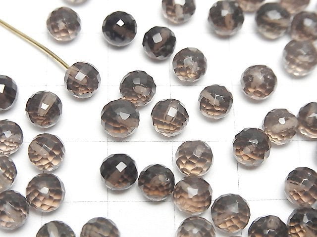 Hochwertiger rauchiger Quarz AAA halb durchbohrte facettierte runde 6mm 5 Stück