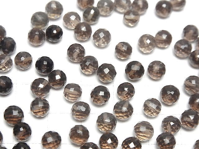 Hochwertiger rauchiger Quarz AAA halb durchbohrte facettierte runde 6mm 5 Stück
