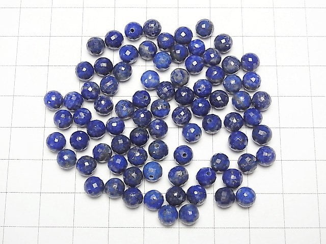 Lapislazuli AA++ Half Drilled Hole Faceted Round 6mm 5pcs $5.79!