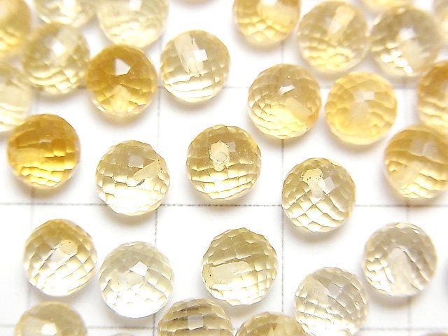 Citrin AAA halb durchbohrte facettierte runde 6mm 4 Stück