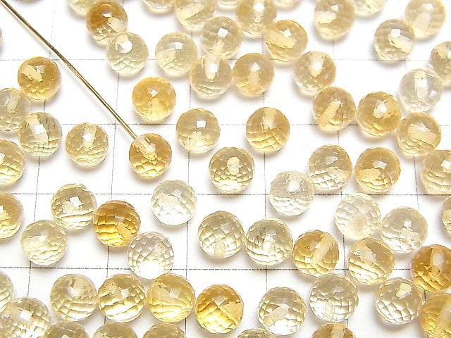 Citrin AAA halb durchbohrte facettierte runde 6mm 4 Stück