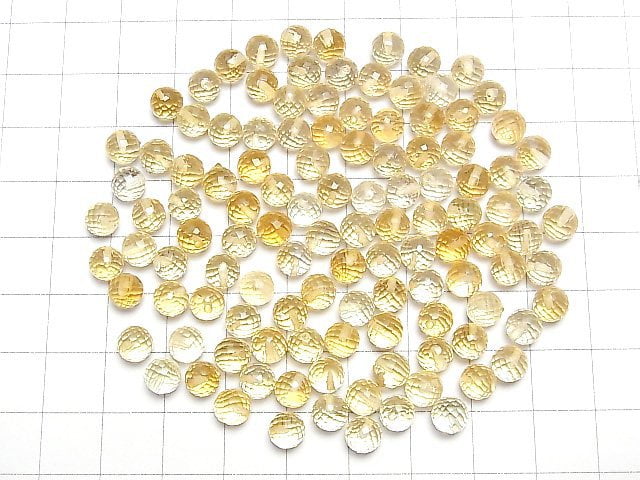 Citrin AAA halb durchbohrte facettierte runde 6mm 4 Stück