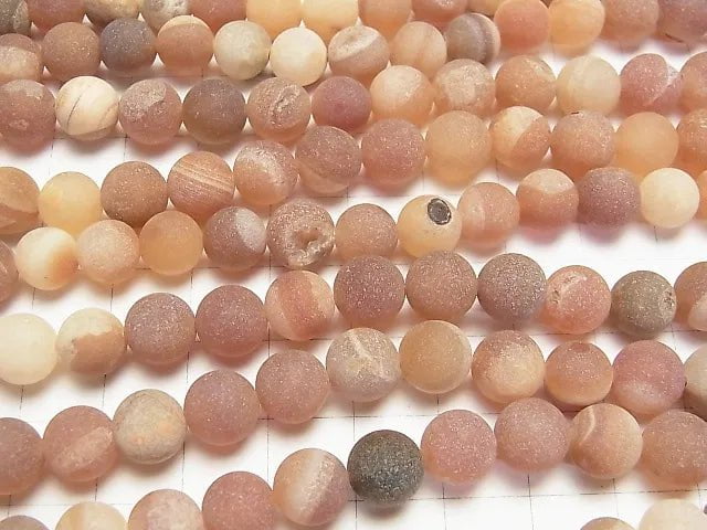 Frosted Druzy Achat Runde 8mm 1strang Perlen (ca. 15inch/36cm)
