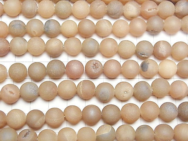 Frost Druse Achat Runde 10mm 1strang Perlen (ca. 15inch / 38cm)