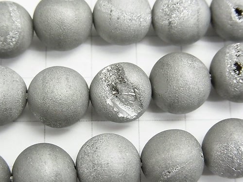 1strang 8,79 $! Druzy Achat Runde 12mm Matt Silber 1strang Perlen (ca. 14inch / 35cm)