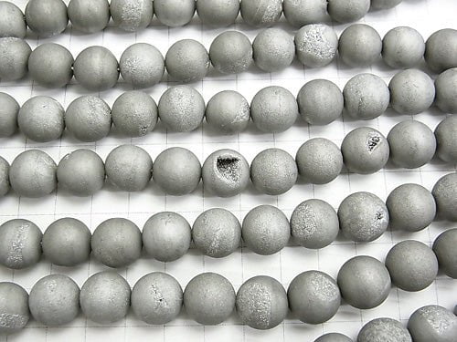 1strang 8,79 $! Druzy Achat Runde 12mm Matt Silber 1strang Perlen (ca. 14inch / 35cm)