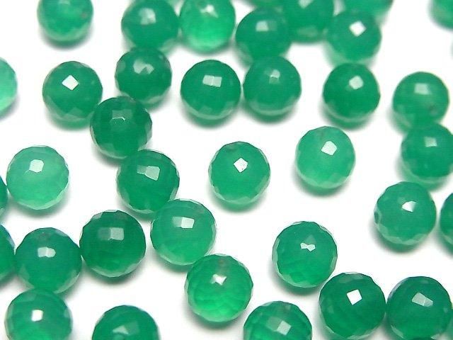 Hochwertiger Grüner Onyx AAA Halbgebohrter Facettierter Rund 6mm 4 Stück