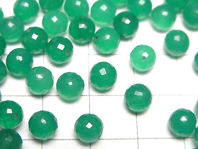 Hochwertiger Grüner Onyx AAA Halbgebohrter Facettierter Rund 6mm 4 Stück