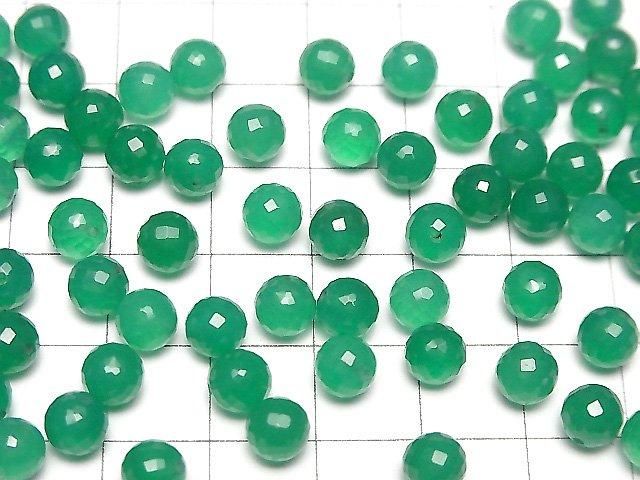Hochwertiger Grüner Onyx AAA Halbgebohrter Facettierter Rund 6mm 4 Stück