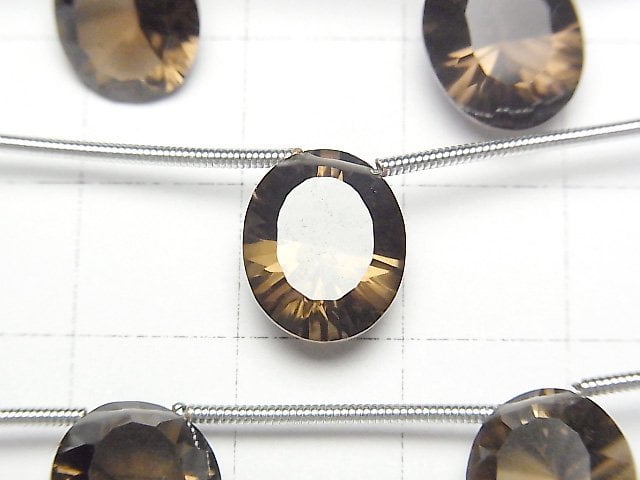 Hochwertiger Rauchquarz AAA Oval Konvex geschliffen 12x10mm 1 Strang Perlen (4 Stück)