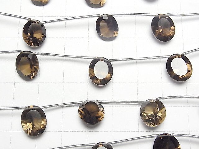 Hochwertiger Rauchquarz AAA Oval Konvex geschliffen 12x10mm 1 Strang Perlen (4 Stück)