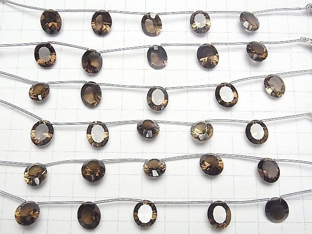 Hochwertiger Rauchquarz AAA Oval Konvex geschliffen 12x10mm 1 Strang Perlen (4 Stück)