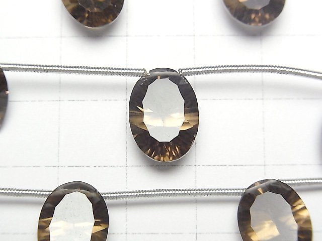 Hochwertiger Rauchquarz AAA Oval Konvex geschliffen 14x10mm 1 Strang Perlen (4 Stück)