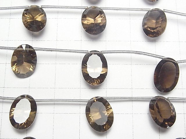 Hochwertiger Rauchquarz AAA Oval Konvex geschliffen 14x10mm 1 Strang Perlen (4 Stück)