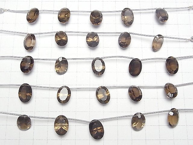 Hochwertiger Rauchquarz AAA Oval Konvex geschliffen 14x10mm 1 Strang Perlen (4 Stück)
