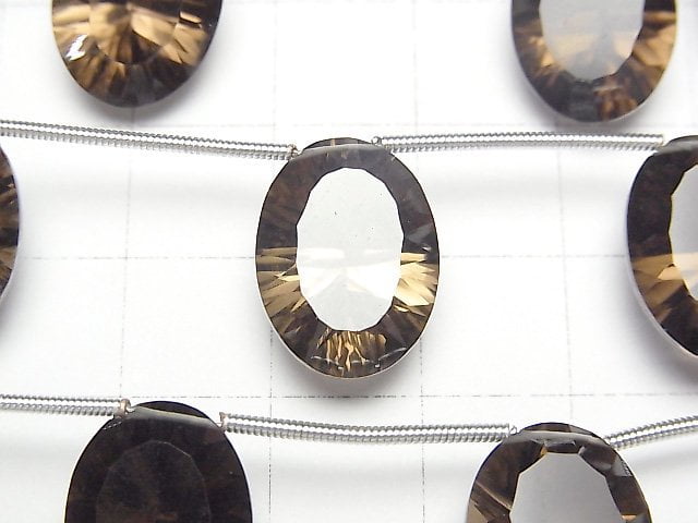 Hochwertiger Rauchquarz AAA Oval Konvex geschliffen 16x12mm 1 Strang Perlen (4 Stück)