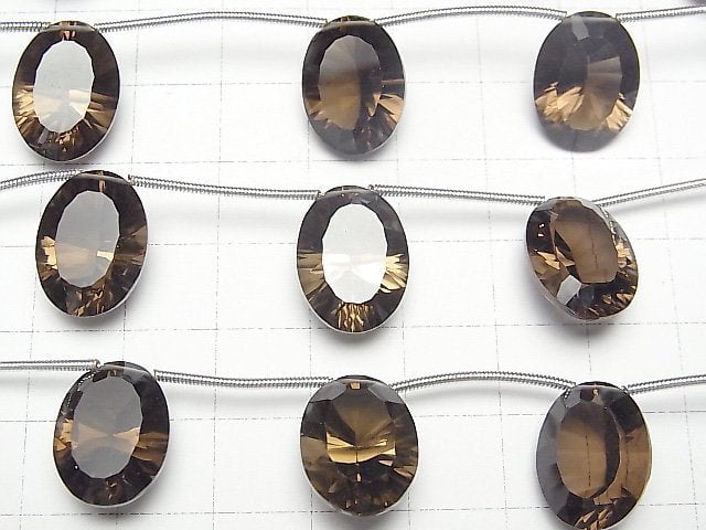 Hochwertiger Rauchquarz AAA Oval Konvex geschliffen 16x12mm 1 Strang Perlen (4 Stück)