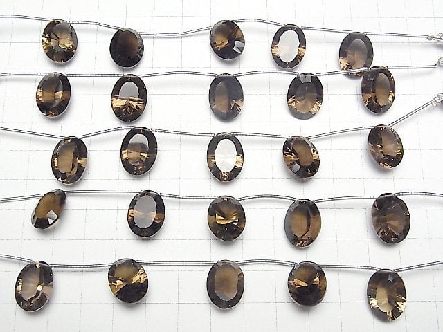 Hochwertiger Rauchquarz AAA Oval Konvex geschliffen 16x12mm 1 Strang Perlen (4 Stück)
