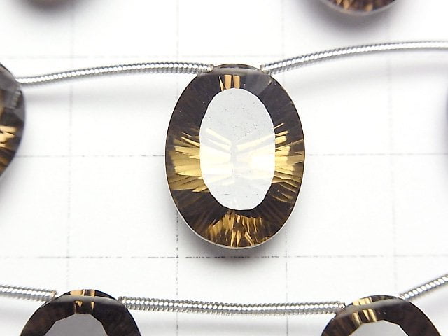 Hochwertiger Rauchquarz AAA Oval Konvex geschliffen 18x13mm 1 Strang Perlen (4 Stück)
