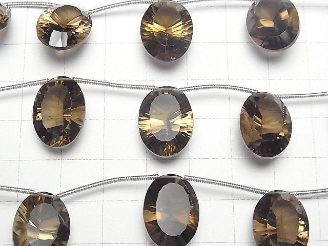 Hochwertiger Rauchquarz AAA Oval Konvex geschliffen 18x13mm 1 Strang Perlen (4 Stück)