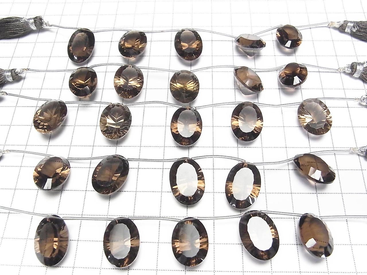 Hochwertiger Rauchquarz AAA Oval Konvex geschliffen 18x13mm 1 Strang Perlen (4 Stück)