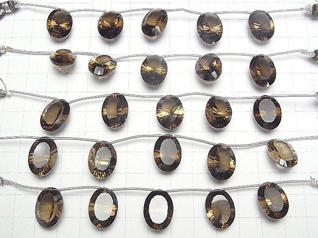 Hochwertiger Rauchquarz AAA Oval Konvex geschliffen 18x13mm 1 Strang Perlen (4 Stück)