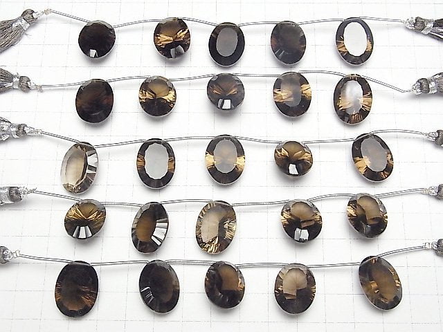 Hochwertiger Rauchquarz AAA Oval Konvex geschliffen 20x15mm 1 Strang Perlen (4 Stück)